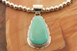 Genuine Manassa Turquoise Pendant and Necklace Set